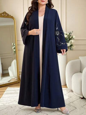 Al Najma عباءة نسائية أنيقة للحفلات مزينة بالخرز والراين للمقاسات الكبيرة