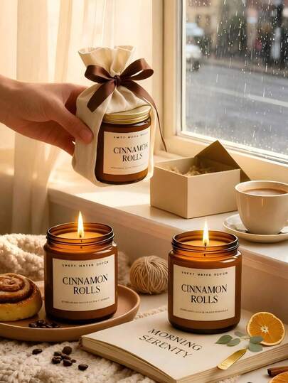 شمعة معطرة هدية الخريف، كوب زجاجي بني شمع صويا، شمعة عطرية للعلاج بالروائح، شمعة معطرة رومانسية خالية من الدخان، برطمان زجاجي - شمعة شمع صويا | ديكور منزلي بني، مناسبة للنساء، هدية عيد ميلاد حفل زفاف، تساعد على تخفيف التوتر والاسترخاء، ديكور الغرفة، هدية