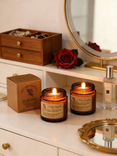 شمعة معطرة هدية الخريف، كوب زجاجي بني شمع صويا، شمعة عطرية للعلاج بالروائح، شمعة معطرة رومانسية خالية من الدخان، برطمان زجاجي - شمعة شمع صويا | ديكور منزلي بني، مناسبة للنساء، هدية عيد ميلاد حفل زفاف، تساعد على تخفيف التوتر والاسترخاء، ديكور الغرفة، هدية