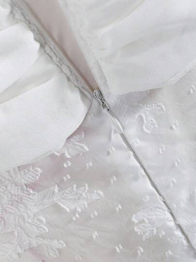SHEIN فستان شيفون أنيق ذو لون أحادي للنساء الشابات، قماش مطرز، موضة عالية الجودة بحمالات رفيعة وأكتاف مكشوفة وأكمام منتفخة مع حافة مزدوجة، مناسب للحفلات الراقصة والزفاف