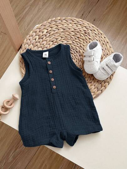 بدلة رضيع صبي صيفية عادية جميلة بدون أكمام باللون الأزرق، مناسبة لحفلة عيد الميلاد، حفلة المساء، الحفلات، حفل الزفاف، احتفال الشهر الأول، المعمودية وحفل استحمام عيد الميلاد الأول