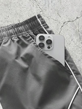EVRINFINITE شورت كاجوال رجالي، بنمط أحادي اللون و مخطط, شورت للشاطئ