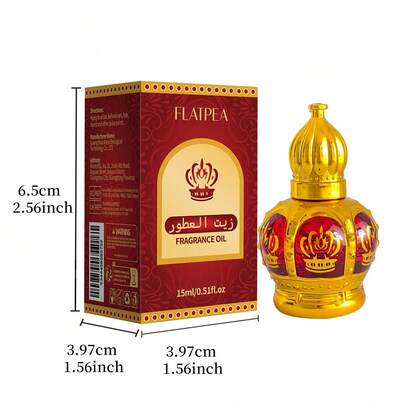 FLATPEA عطر نسائي ورجالي، زيت عطري عربي، عطر الشرق الأوسط، ذو ثبات طويل الأمد، أنيق ومتطور، عطر فاخر فاخر، زيت عطري، حجم محمول 15مل، خيار مثالي للاستخدام اليومي والمواعدة، هدية مناسبة لعيد الميلاد وعيد الحب