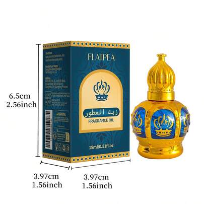 FLATPEA عطر نسائي ورجالي، زيت عطري عربي، عطر الشرق الأوسط، ذو ثبات طويل الأمد، أنيق ومتطور، عطر فاخر فاخر، زيت عطري، حجم محمول 15مل، خيار مثالي للاستخدام اليومي والمواعدة، هدية مناسبة لعيد الميلاد وعيد الحب