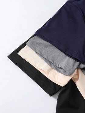 SHEIN Vacaura تي شيرت أكمام قصيرة لون سادة مناسب للارتداء اليومي، تصميم بسيط، رقبة طاقم كلاسيكية، ناعم وراحة