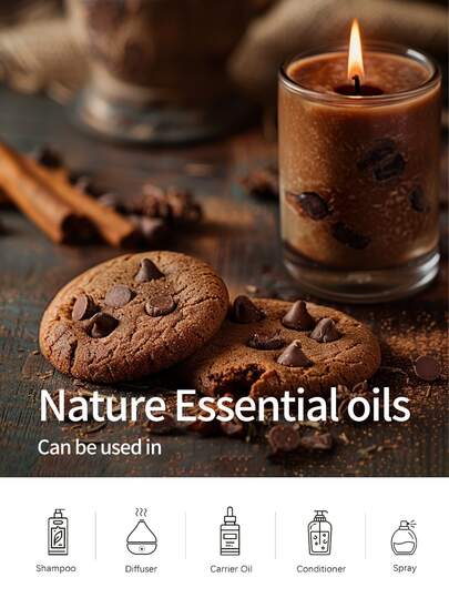 EMBRACEX. زيت عطري بعبوة كرويّة 10مل+60مل+10مل برائحة البسكويت، زيت معطّر، ديكور المنزل، معطّر الهواء، يمكن استخدامه لصنع شموع معطّرة، هدية عيد