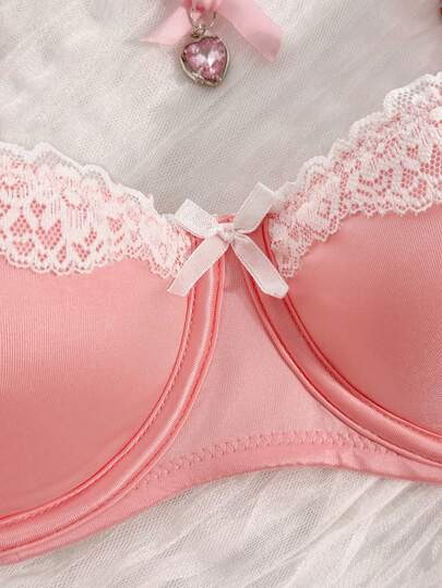 PetitDoll مجموعة ملابس داخلية للنساء 2 قطعة، حمالة صدر وسروال داخلي من الدانتيل المزخرف، مناسبة لعيد الحب