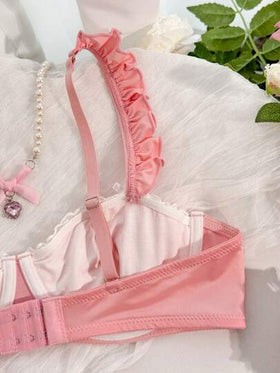 PetitDoll مجموعة ملابس داخلية للنساء 2 قطعة، حمالة صدر وسروال داخلي من الدانتيل المزخرف، مناسبة لعيد الحب