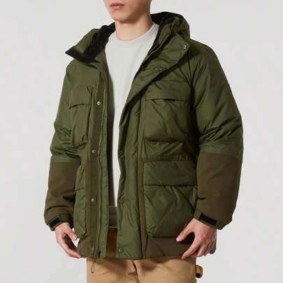 Under Armour معطف قطني مبطن للرجال - أخضر، معطف بطانة ريش مريح وفضفاض 6000986-308 (85% ريش، 15% ريشة)
