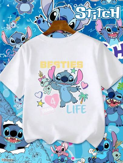 Disney Stitch تعاون مصرح به مع "ستيتش" | قميص أطفال بناتي احتفالي