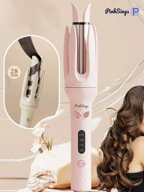 PinkSings آلة تجعيد الشعر الأوتوماتيكية بضغطة واحدة، بأسطوانة قطرها 28 مم، تجعيد ثنائي الاتجاه، 4 أوضاع درجة حرارة، مولد أيونات سالبة، مؤقت ذكي وحساس، إيقاف تلقائي، أفضل هدية عيد الميلاد