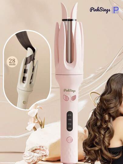 PinkSings آلة تجعيد الشعر الأوتوماتيكية بضغطة واحدة، بأسطوانة قطرها 28 مم، تجعيد ثنائي الاتجاه، 4 أوضاع درجة حرارة، مولد أيونات سالبة، مؤقت ذكي وحساس، إيقاف تلقائي، أفضل هدية عيد الميلاد