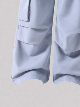 SHEIN Casuvi Kids مجموعة بنطلون وتي شيرت للبنات الصغيرات، تي شيرت بأكمام راجلان فضفاض وألوان متباينة مع طباعة حرف أمريكي كيوت وجذاب، بنطلون كارجو أزرق فاتح، مناسب للبيت والسفر والرياضة والخارج والاستخدام اليومي