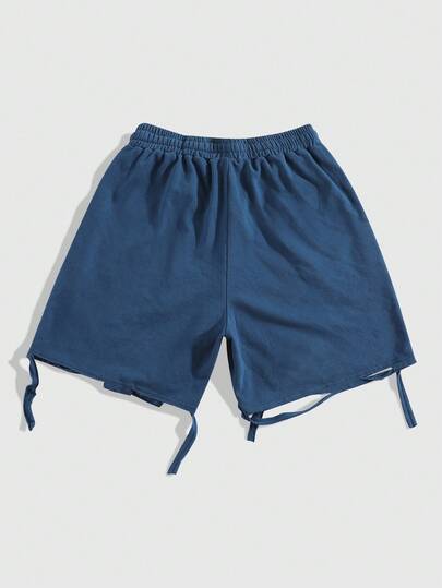 ROMWE MEN Casual شورتات رياضية للرجال بطبعة حصان مشتتة مهترئة على طراز قديم، مناسبة للارتداء اليومي في الربيع/الصيف