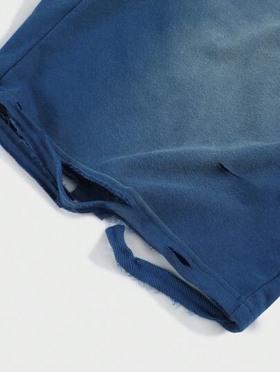 ROMWE MEN Casual شورتات رياضية للرجال بطبعة حصان مشتتة مهترئة على طراز قديم، مناسبة للارتداء اليومي في الربيع/الصيف