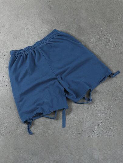 ROMWE MEN Casual شورتات رياضية للرجال بطبعة حصان مشتتة مهترئة على طراز قديم، مناسبة للارتداء اليومي في الربيع/الصيف