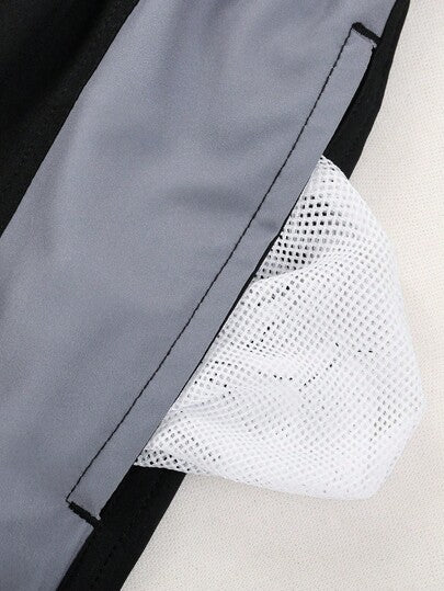 Manfinity Swimmode شورت شاطئ فضفاض للرجال مع خصر مرن وجيوب مائلة، مناسب للصيف والعطلات على الشاطئ