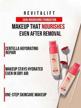 L’Oreal Paris 5/30 مل أساس مضاد للتجاعيد، درجة لون #100، مناسب لبشرة فاتحة، مُنكّه بمستخلص القرنفل الآسيوي لتغذية وإصلاح وترطيب البشرة، خفيف الوزن وغير لزج، يجمع بين فوائد العناية بالبشرة والمكياج.
