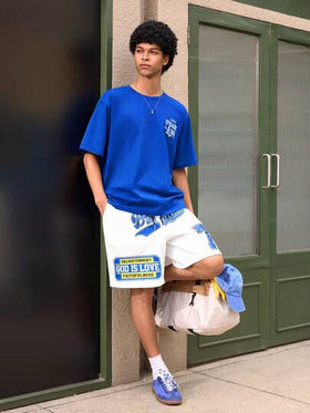 Open Phase شورت رياضي فضفاض بطبعة حرفية لون أحادي للرجال