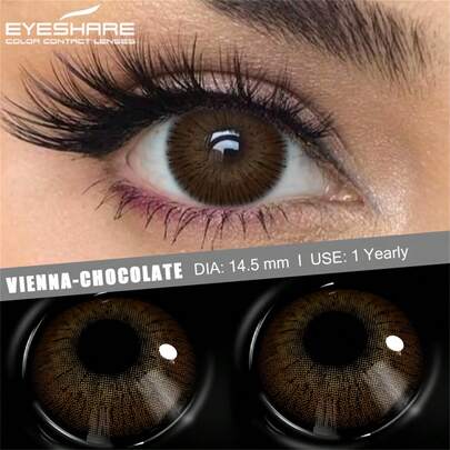 عدسات لون العيون الرمادية البنية من EYESHARE، زوج واحد من العدسات الناعمة لتكبير العيون، مناسبة للمكياج النسائي، قطر 14.5 مم