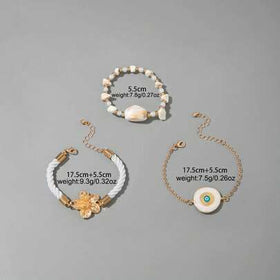 4 قطع/مجموعة من أساور الذراع المتراصة، أساور أصابع مرتبطة بكريستال أخضر عين الشيطان