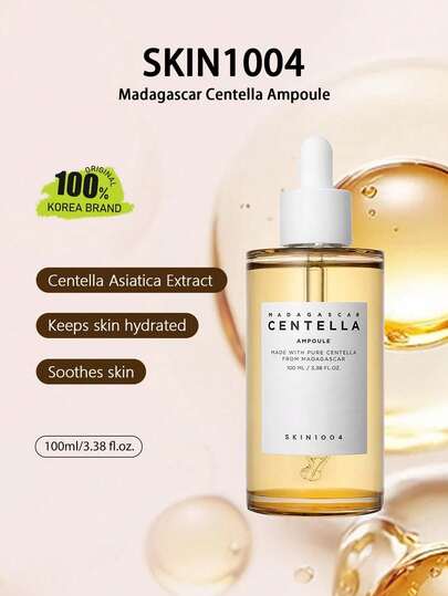 SKIN1004 أمبول سنتيلا الآسيوية من مدغشقر، شفاف بلوري، سائل سريع الامتصاص، جوهر خفيف كالسحابة، يوازن الزيوت، صيغة غير دهنية، مناسب للبشرة الحساسة، زجاجة تفريغ هوائي، ينشط البشرة بعد التمرين، رعاية منطقة الأنف والجبهة يومياً، مستحضرات تجميل كورية، 100 مل /