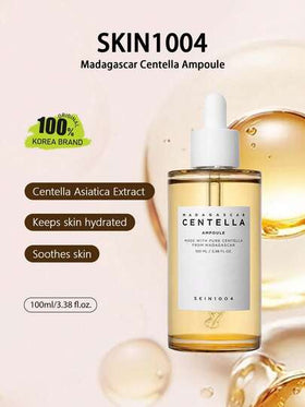SKIN1004 أمبول سنتيلا الآسيوية من مدغشقر، شفاف بلوري، سائل سريع الامتصاص، جوهر خفيف كالسحابة، يوازن الزيوت، صيغة غير دهنية، مناسب للبشرة الحساسة، زجاجة تفريغ هوائي، ينشط البشرة بعد التمرين، رعاية منطقة الأنف والجبهة يومياً، مستحضرات تجميل كورية، 100 مل /