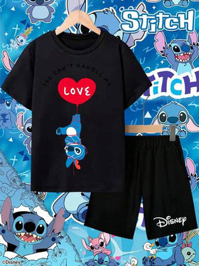 Disney Stitch تعاون مرخص مع "ستيتش" | طقم ملابس فتاة شابة من ديزني للأطفال من عمر 4-10 سنوات، ملابس أولاد، ملابس بنات، ملابس أطفال للمناسبات