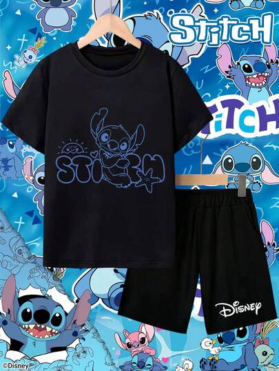 Disney Stitch تعاون مرخص مع "ستيتش" | طقم ملابس فتاة شابة من ديزني للأطفال من عمر 4-10 سنوات، ملابس أولاد، ملابس بنات، ملابس أطفال للمناسبات