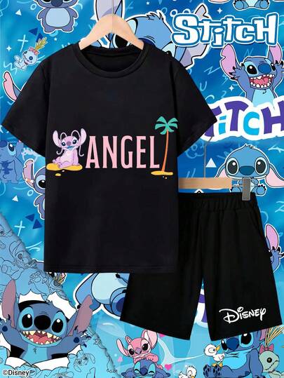 Disney Stitch تعاون مرخص مع "ستيتش" | طقم ملابس فتاة شابة من ديزني للأطفال من عمر 4-10 سنوات، ملابس أولاد، ملابس بنات، ملابس أطفال للمناسبات