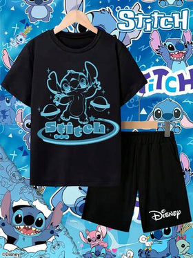 Disney Stitch تعاون مرخص مع "ستيتش" | طقم ملابس فتاة شابة من ديزني للأطفال من عمر 4-10 سنوات، ملابس أولاد، ملابس بنات، ملابس أطفال للمناسبات