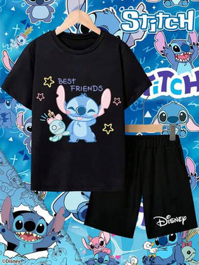 Disney Stitch تعاون مرخص مع "ستيتش" | طقم ملابس فتاة شابة من ديزني للأطفال من عمر 4-10 سنوات، ملابس أولاد، ملابس بنات، ملابس أطفال للمناسبات