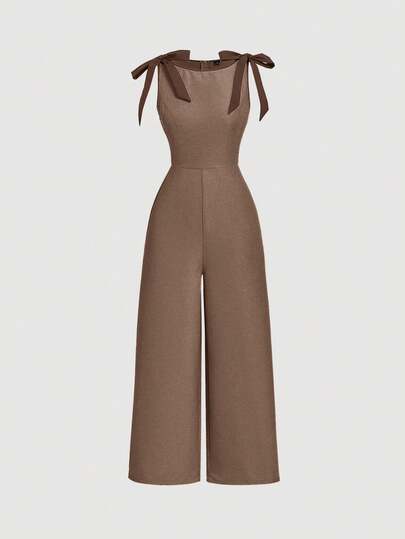 SHEIN MOD جمبسوت خضراء كاكي بدون أكمام وياقة مستديرة، مزينة بشريط تباين وفيونكة، تصميم مخصر وتنورة مُنفرجة - طراز محكمة عتيق، إحساس المال القديم، مناسبة للعمل والعودة إلى المدرسة والمواعدة والحفلات والمهرجانات وأعياد الميلاد