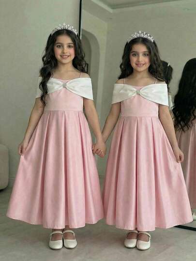 SHEIN فستان كاجوال محبوك بألوان متباينة للفتيات المراهقات