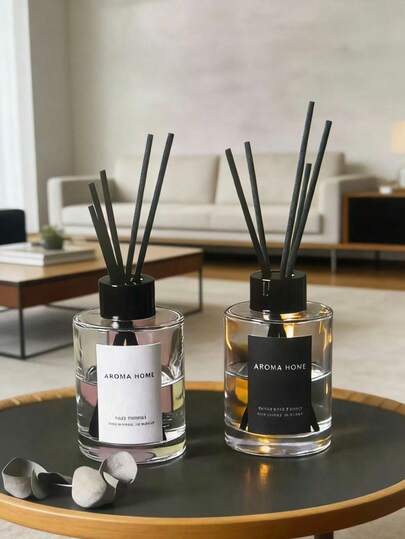 1 قطعة مجموعة موزع الروائح AROMA HOME - زجاجة زجاجية أنيقة مع عيدان سوداء لرائحة دائمة في المنزل، هدية معطرة بدون لهب للفنادق والاستخدام المنزلي