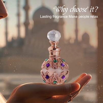 زيت عطر نسائي فاخر برائحة الياسمين الزهرية، كرة تدحرج خالية من الكحول، بطراز دبي/السعودي العربي الشرقي، تصميم زجاجة أنيق راقي، رائحة طبيعية وطازجة دائمة، تعزز السحر والأناقة، إعادة التطبيق محمولة، رائحة فريدة، هدية عيد موصى بها