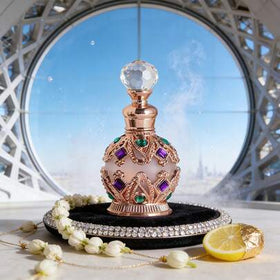 زيت عطر نسائي فاخر برائحة الياسمين الزهرية، كرة تدحرج خالية من الكحول، بطراز دبي/السعودي العربي الشرقي، تصميم زجاجة أنيق راقي، رائحة طبيعية وطازجة دائمة، تعزز السحر والأناقة، إعادة التطبيق محمولة، رائحة فريدة، هدية عيد موصى بها