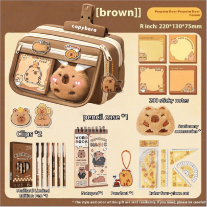 33 قطعة/226 قطعة علبة أقلام كبيرة السعة، كيس أقلام بشكل كابيبارا جميل، مقاوم للأوساخ وجمالي، حقيبة قرطاسية شفافة للطلاب، لوازم مدرسية عالية القيمة بطراز INS