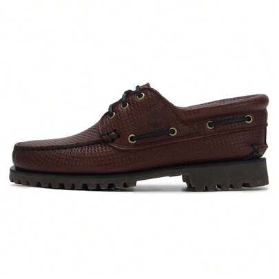Timberland بوت قارب أصلي، بني متوسط، جلد كامل الحبة، بوت رجالية، بوت كاجوال منخفضة القمة مريحة للاستخدام اليومي، A2PDQEM4