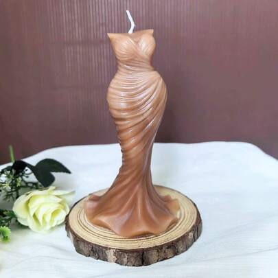 شمعة معطرة على شكل فستان زفاف قطعة واحدة، تمثال ديكور منزلي معطر، هدية معطرة لعيد الحب وموسم الزفاف، بدون قاعدة خشبية