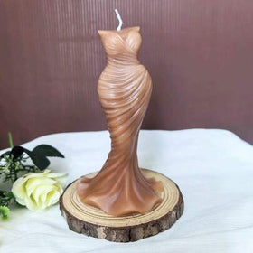 شمعة معطرة على شكل فستان زفاف قطعة واحدة، تمثال ديكور منزلي معطر، هدية معطرة لعيد الحب وموسم الزفاف، بدون قاعدة خشبية