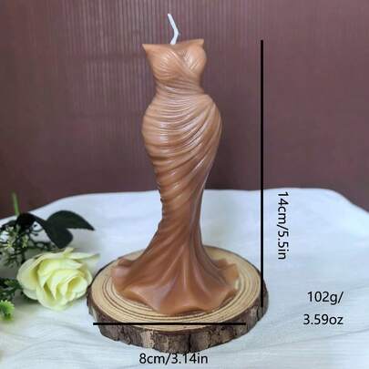 شمعة معطرة على شكل فستان زفاف قطعة واحدة، تمثال ديكور منزلي معطر، هدية معطرة لعيد الحب وموسم الزفاف، بدون قاعدة خشبية