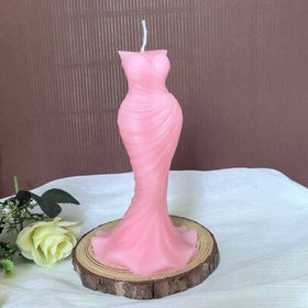 شمعة معطرة على شكل فستان زفاف قطعة واحدة، تمثال ديكور منزلي معطر، هدية معطرة لعيد الحب وموسم الزفاف، بدون قاعدة خشبية