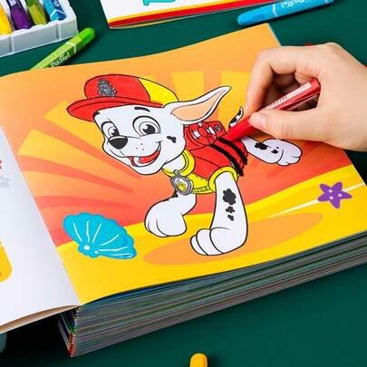 Paw Patrol كتاب تلوين بطبعة باترول الأبطال 1 قطعة، كتاب تلوين للأطفال من عمر 3 إلى 6 سنوات، لعبة رسم للأطفال الحضانة، هدية عيد مثالية (طراز عشوائي)