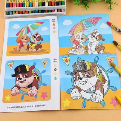 Paw Patrol كتاب تلوين بطبعة باترول الكلاب 1 قطعة، كتاب تلوين للأطفال من عمر 3 إلى 6 سنوات، كتاب تلوين للروضة، لعبة رسم للأطفال، هدية عيد مثالية (تصميم عشوائي)