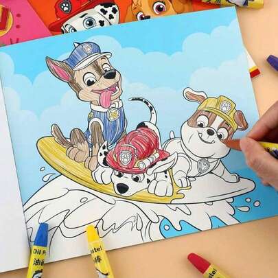 Paw Patrol كتاب تلوين بطبعة باترول الكلاب 1 قطعة، كتاب تلوين للأطفال من عمر 3 إلى 6 سنوات، كتاب تلوين للروضة، لعبة رسم للأطفال، هدية عيد مثالية (تصميم عشوائي)