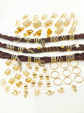70 قطعة من مجموعة خواتم الشعر المصنوعة من سبائك معدنية متنوعة الأنماط، إكسسوارات شعر DIY لخصل الشعر المتشابكة والضفائر، خرز الشعر، خواتم الشعر بطراز بوهيمي، مجوهرات شعر للضفائر للنساء في حفلات الموسيقى والأعياد، مخالب شعر، دبابيس شعر، مشابك شعر