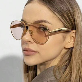 نظارات معدنية إطار كبير عصرية، نظارات عين الضفدع، نظارات رجعية متعددة الاستخدامات وأنيقة، مناسبة للارتداء اليومي، التصوير الشارعي، العطلات والسفر، إكسسوارات الشاطئ الصيفية