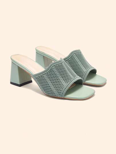 CUCCOO BASICS أحذية نسائية ذات كعب سميك مربعة الأصبع بلون أحادي