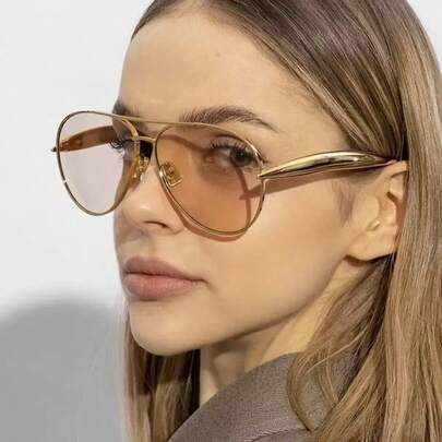 نظارات معدنية إطار كبير عصرية، نظارات عين الضفدع، نظارات متنوعة عصرية رجعية، مناسبة للارتداء اليومي، التصوير الشارعي، العطلات والسفر، إكسسوارات الشاطئ الصيفية